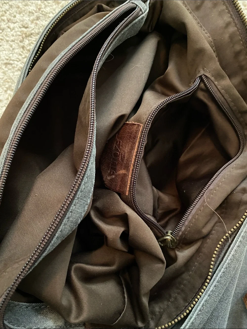 S-Zone Leather and Canvas Messenger Bag.